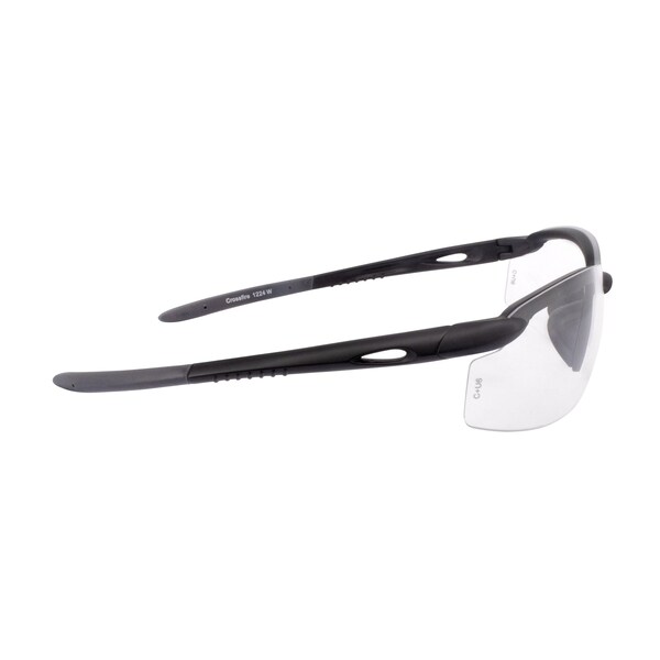 Crossfire Safety Glasses, Wraparound Clear Polycarbonate Lens, Scratch-Resistant,  - 1224 W
