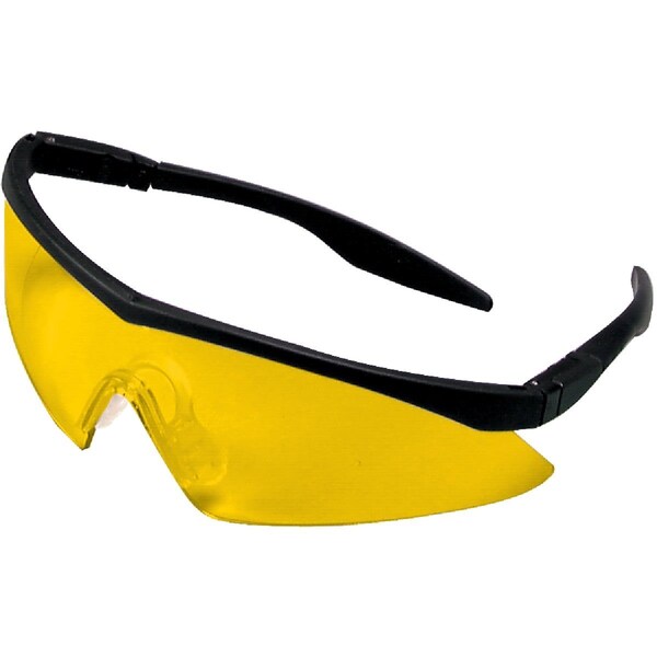 Safety Works Straight Temple Black Frame Safety Glasses with Anti-Fog Amber Lenses - 10021280