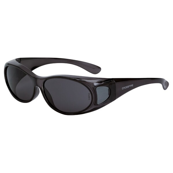 Crossfire Safety Glasses, OTG Smoke Polycarbonate Lens, Scratch-Resistant,  - 3113