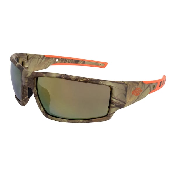 Crossfire Safety Glasses, Wraparound Gold Mirror Polycarbonate Lens, Scratch-Resistant,  - 411432