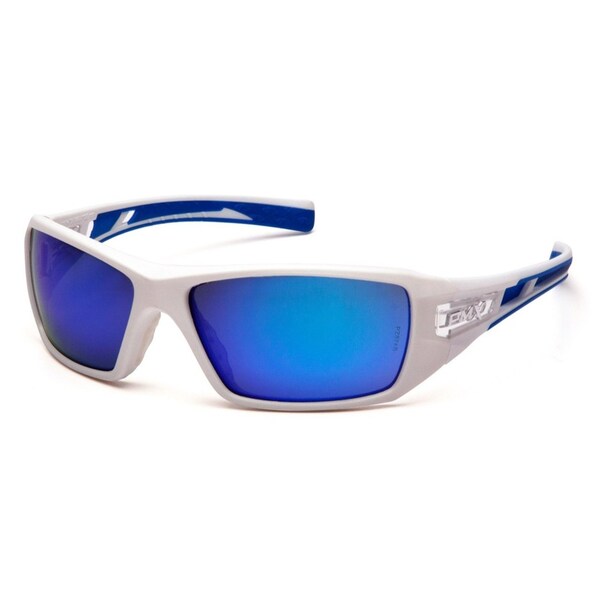 Pyramex Velar Ice Blue Mirror Lens w/ White and Blue Frame - SWBL10465D