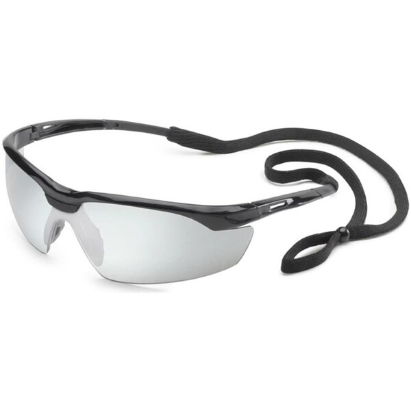 Gateway Safety Black  Silver Mirror Conqueror Safety Glasses with Retainer - 280300872