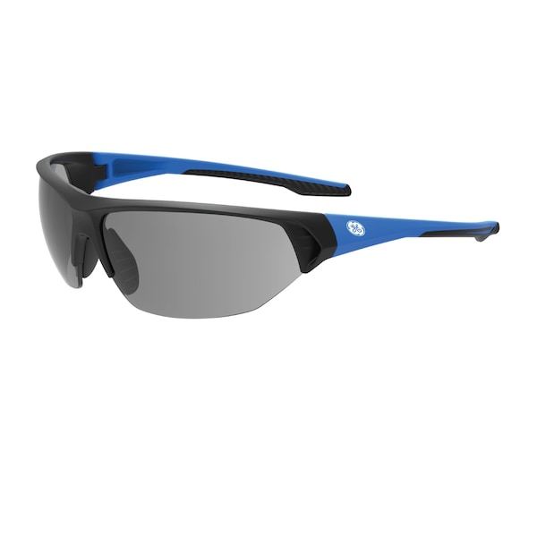 Ge Safety Glasses, Smoke Anti-Fog &  Anti-Scratch Lens, Polycarbonate, Black/Blue - GE206SAF