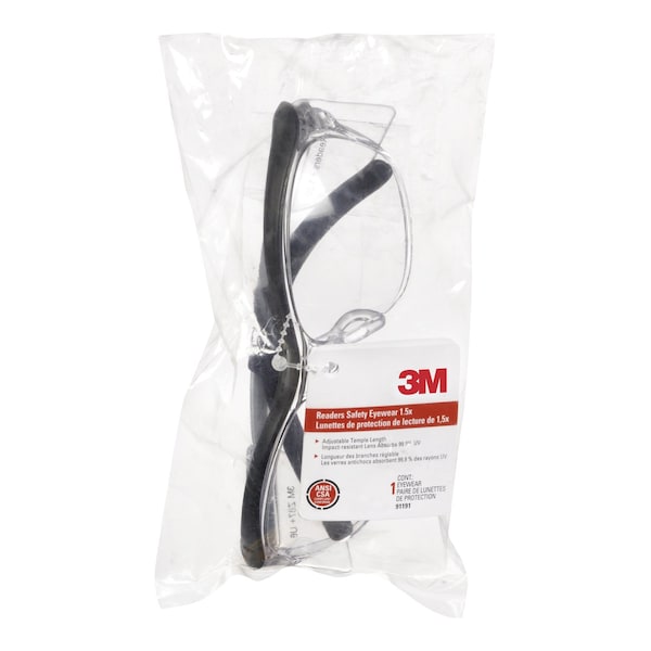 Scotch 3M Anti-Fog Safety Readers Clear Lens Black Frame 1 pc - 91191H1-C
