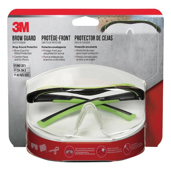 Scotch 3M Anti-Fog Safety Glasses Clear Lens Black/Green Frame 1 pc - 47100H1-DC