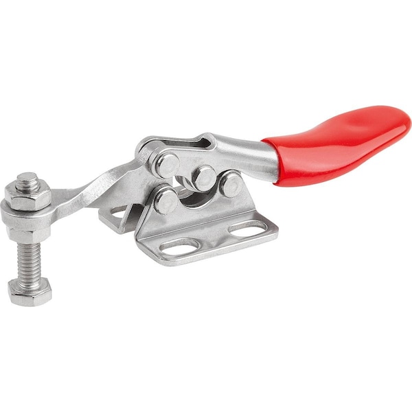 Kipp Toggle Clamp Horizontal Mini, Horizontal Foot F1=500, Fixed Clamping Spindle M04X20, Ss Bright,  - K1541.10500