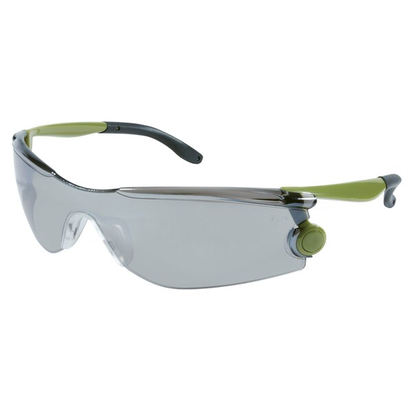 Mcr Safety Glasses, Mantis Green Temples Silver Mirror Lens, 12PK - MT127