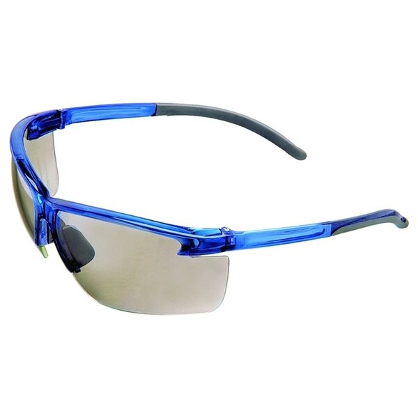 Msa Safety SAFETY WORKS Safety Glasses, ScratchResistant Lens, SemiRimless Frame, Blue Frame - 10039206