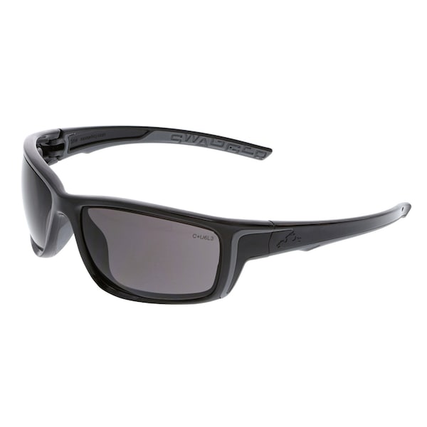Mcr Safety Glasses, Swagger SR4 Black Frame, Gray Lenses, 12PK - SR422
