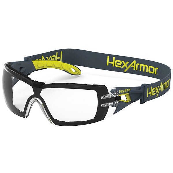 Hexarmor MX200G, Safety Glasses Anti-Fog &  Anti-Scratch, Clear Lens, Frameless, Wraparound - 11-12001-04