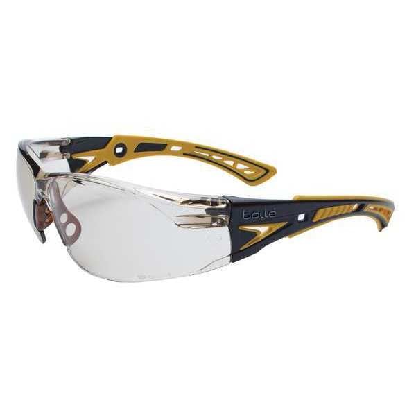Bolle Safety Rush+, Safety Glasses Anti-Fog, Anti-Static & Anti-Scratch, Brown Lens, Frameless, Wraparound - 40245