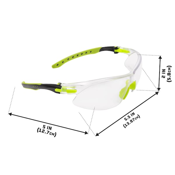 Ultrx Keen Safety Glasses, Youth, Lime Green - 4140