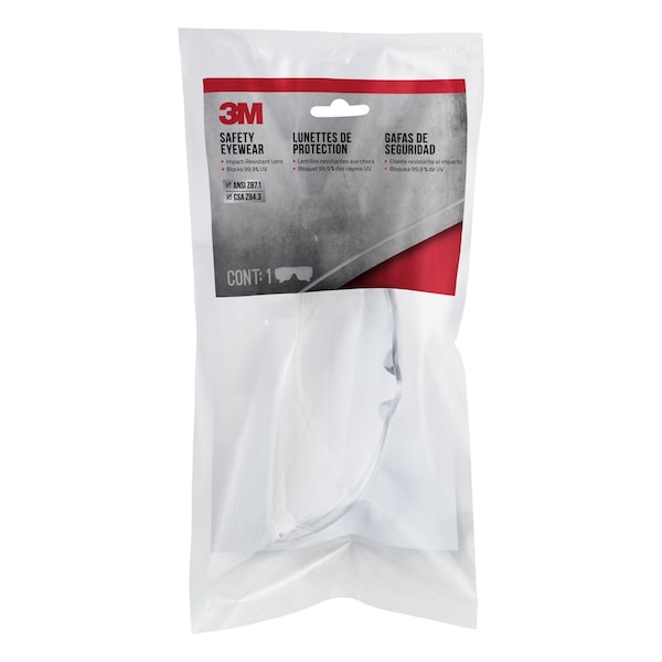 3M Safety Glasses Anti-Scratch, Clear Lens, Wraparound, Wraparound - 90953H1-DC-20