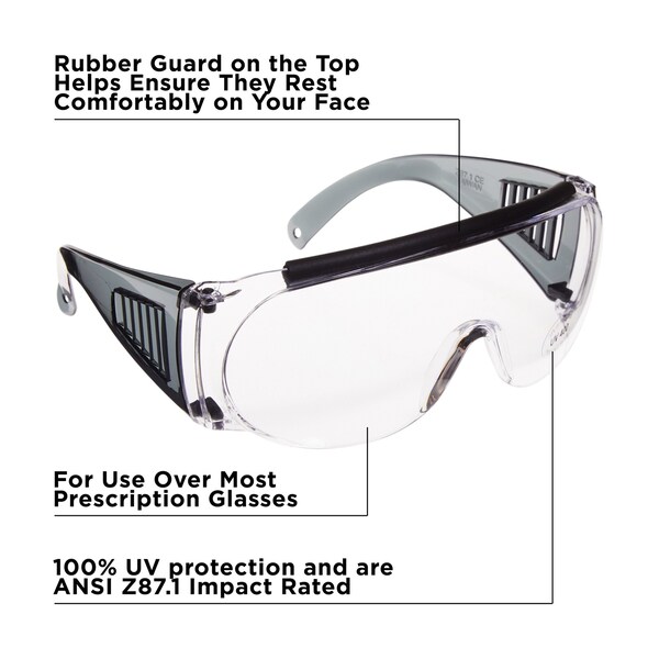 Allen Co Safety Glasses - Ballistic Eye Protection for Men and Women - ANSI Z87.1 Impact Resistance - Clear - 2169