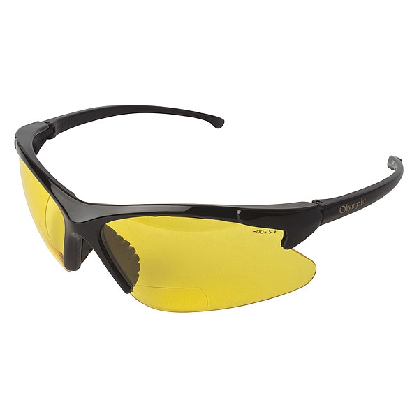 Kleenguard V60 30-06 RX Bifocal Safety Reading Glasses, Black Wraparound Frame, +2.00 Diopter, Amber Lens, M - 19894
