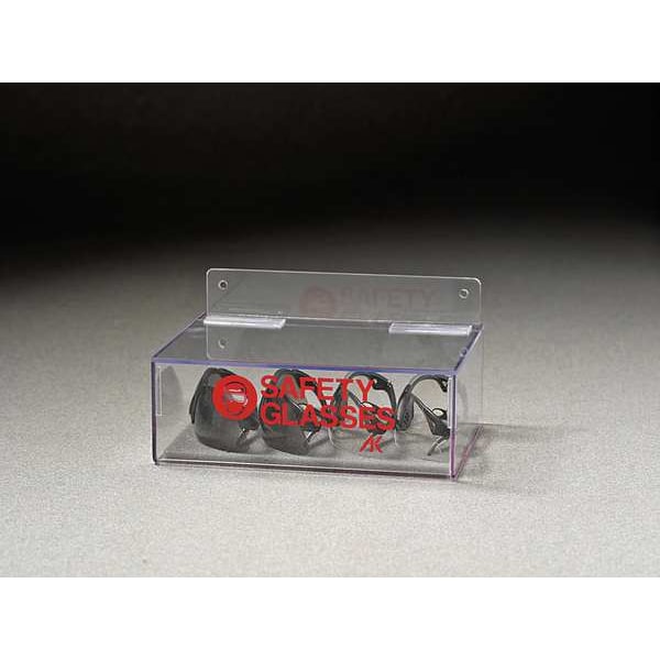 Zoro Select Safety Glasses Holder, Capacity 8 Pairs, Polyethylene, 9 in W x 6 3/4 in D, Includes Foam Pad, Clear - 3TCA7