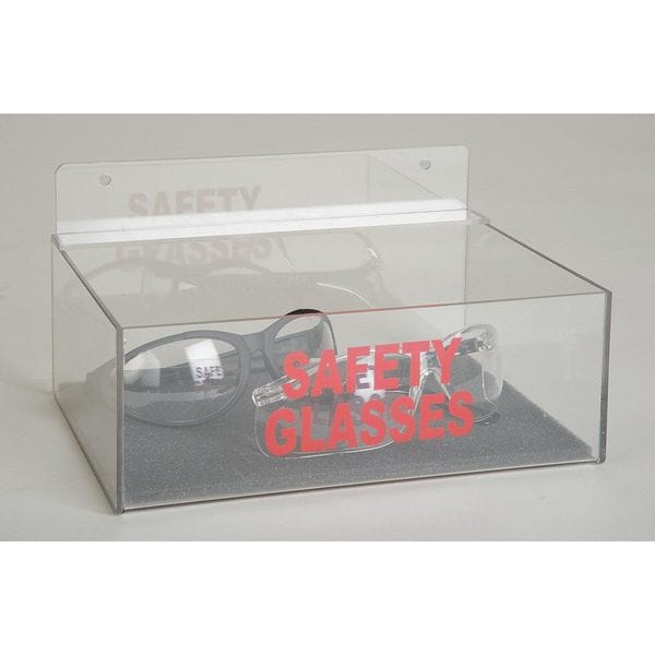 Zoro Select Safety Glasses Holder, Capacity 8 Pairs, Polyethylene, 9 in W x 6 3/4 in D, Includes Foam Pad, Clear - 3TCA7
