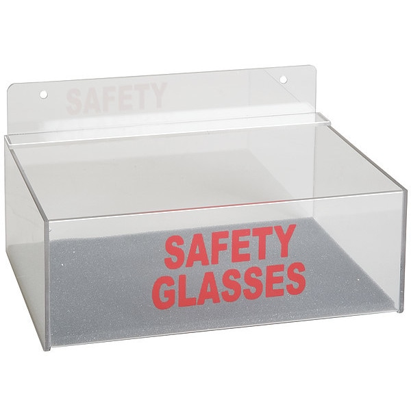 Zoro Select Safety Glasses Holder, Capacity 8 Pairs, Polyethylene, 9 in W x 6 3/4 in D, Includes Foam Pad, Clear - 3TCA7