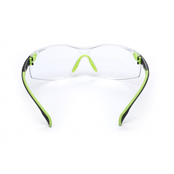 3M Safety Glasses, Solus 1000 Series, Scotchgard Anti-Fog Coating, Black/Green Frame, Clear Lens - S1201SGAF