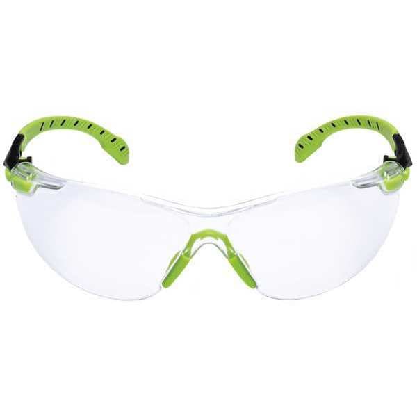 3M Safety Glasses, Solus 1000 Series, Scotchgard Anti-Fog Coating, Black/Green Frame, Clear Lens - S1201SGAF