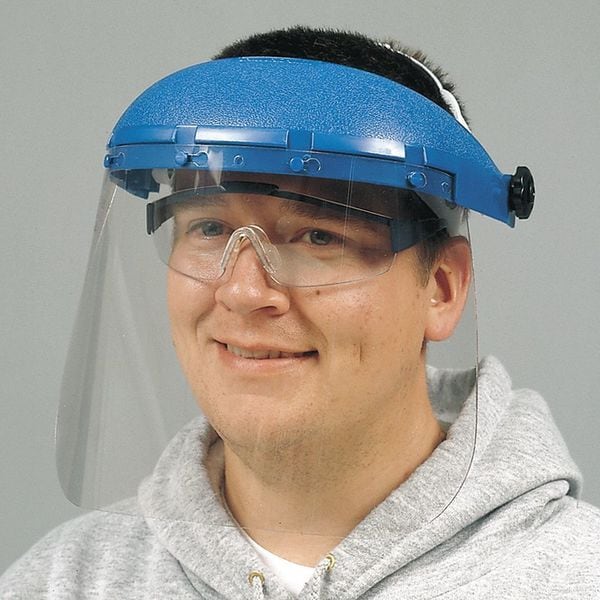 Sellstrom Pin Lock Face Shield Assembly, Clear Visor, Polycarbonate, Pinlock Suspension, Uncoated Lens, Blue - S39010