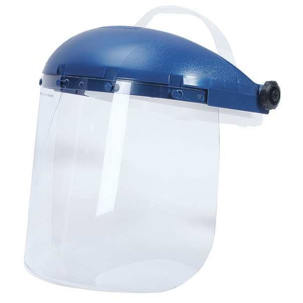 Sellstrom Pin Lock Face Shield Assembly, Clear Visor, Polycarbonate, Pinlock Suspension, Uncoated Lens, Blue - S39010