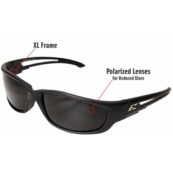 Edge Eyewear Kazbek, Safety Glasses Anti-Scratch, Polarized, Gray Lens, Full-Frame, Wraparound - TSK-XL216
