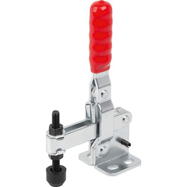 Kipp Toggle Clamp Vertical Std, Horizontal Foot F2=2000, Adjustable Clamping Spind M06X50, Steel Electro - K1255.002000
