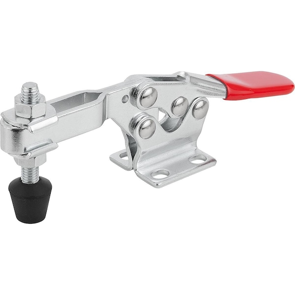 Kipp Toggle Clamp Standard L=173, Form:C Steel, Horizontal Foot, Comp:Plastic, Comp:Red, F2=3200 - K1240.033200