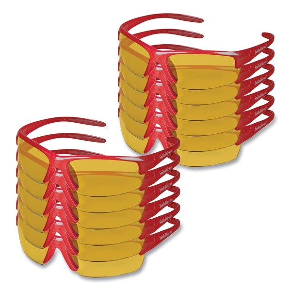 Kleenguard Safety Glasses Anti-Scratch, Amber/Yellow Lens, Wraparound, Wraparound, 12 PK - KCC21299