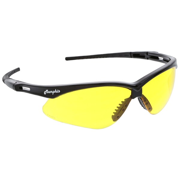 Mcr Safety Glasses, Memphis MP1 Black Frame, Amber UV-AF, 12PK - MP114AF