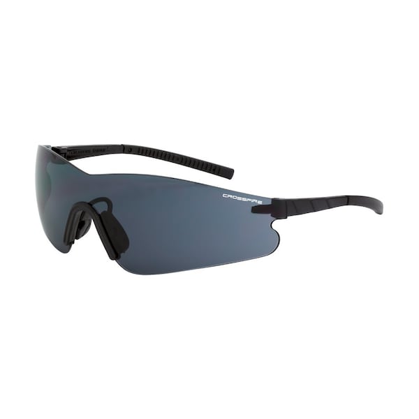 Crossfire Safety Glasses, Wraparound Smoke Polycarbonate Lens, Scratch-Resistant,  - 3021 AF