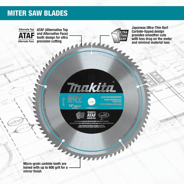 Makita Micro-Polished Miter Saw Blade 10", 80T - A-93681