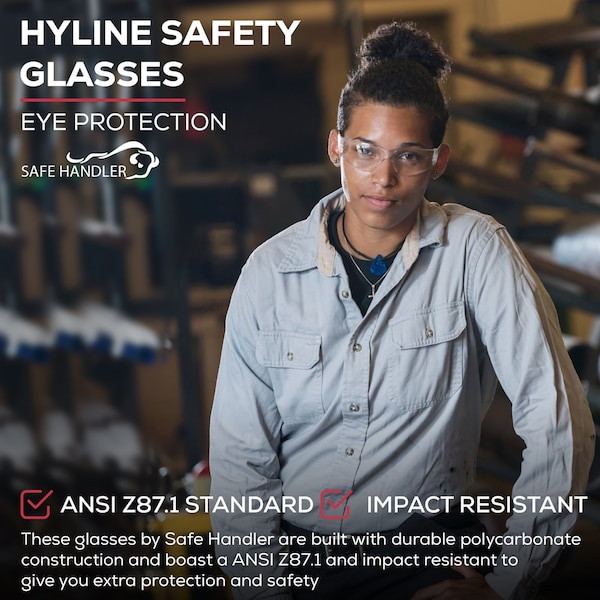Bison Life Hyline-Clear, Safety Glasses Anti-Fog &  Anti-Scratch, Clear Lens, Wraparound - SH-HYSG-CLLCLT-MS10-1