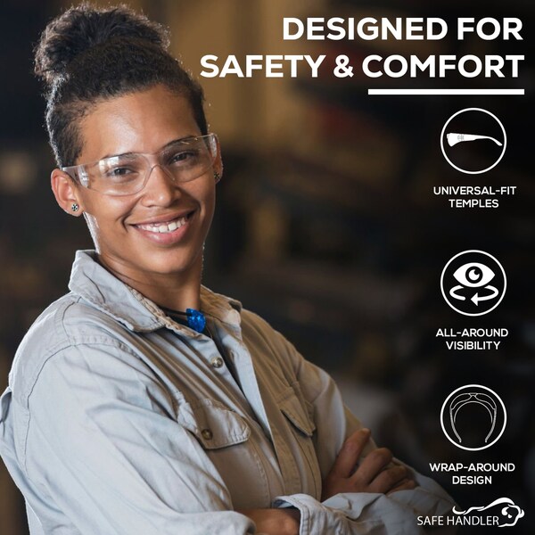 Bison Life Hyline-Clear, Safety Glasses Anti-Fog &  Anti-Scratch, Clear Lens, Wraparound - SH-HYSG-CLLCLT-MS10-1