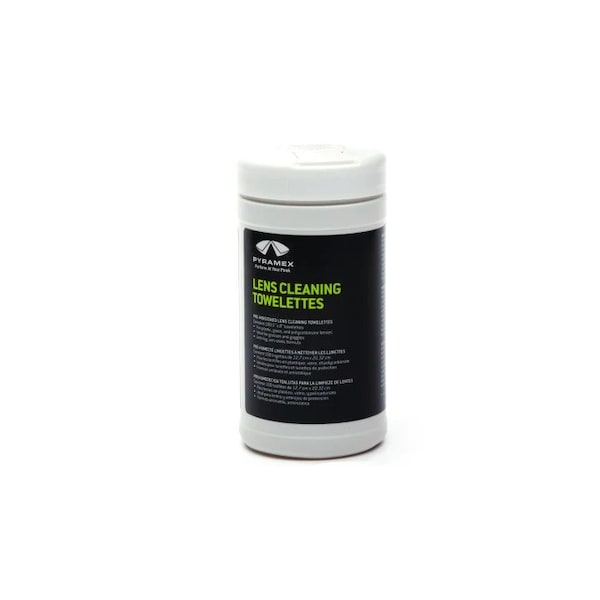 Pyramex Lens Cleaner, Canister, 100 Pre-Moistened Towellettes/Canister - LCC100