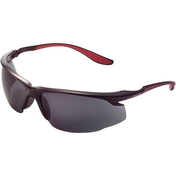 Global Industrial Sport Half Frame Safety Glasses, Anti-Fog, Smoke Lens, Red Frame - 708402SM