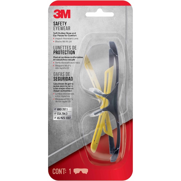 3M 3M Anti-Fog Classic/Sleek Safety Glasses Clear Lens Black/Yellow Frame 1 pc - 90209-HV6-NA