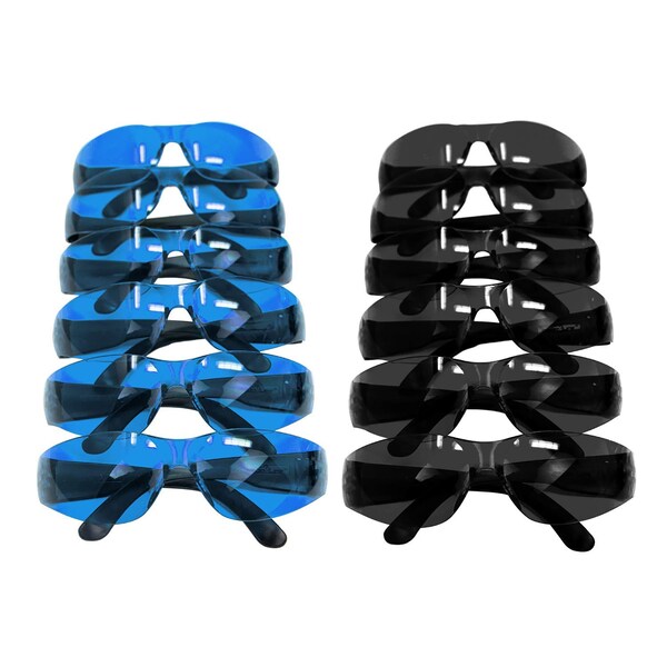Bison Life Keystone, Safety Glasses Anti-Scratch, Blue & Black Lens, 12 PK - BL-KSSG1-CLBT-BLBK-12