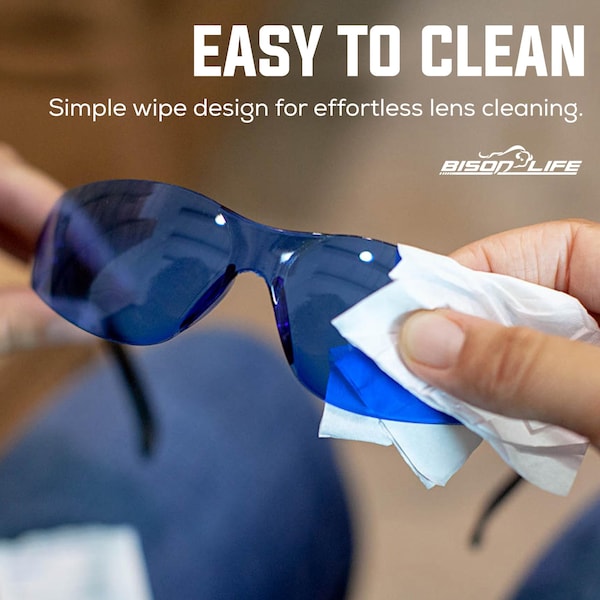 Bison Life Keystone, Safety Glasses Anti-Scratch, Blue & Black Lens, 12 PK - BL-KSSG1-CLBT-BLBK-12