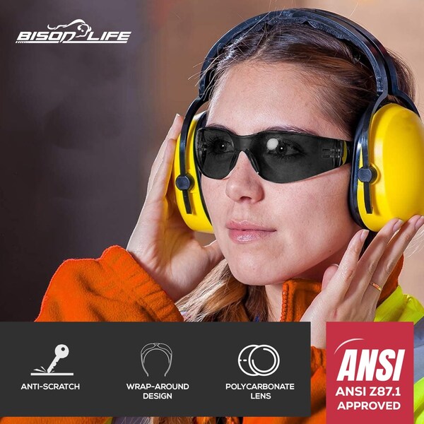 Bison Life Keystone, Safety Glasses Anti-Scratch, Blue & Black Lens, 12 PK - BL-KSSG1-CLBT-BLBK-12