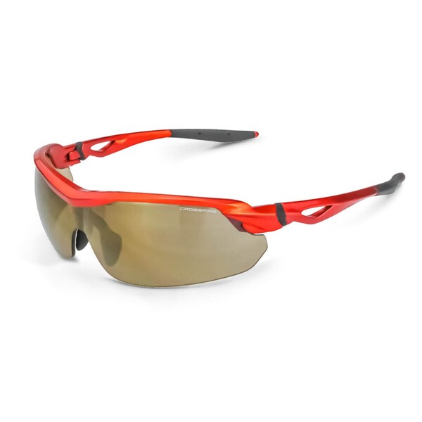 Crossfire Safety Glasses, Wraparound Gold Mirror Polycarbonate Lens, Scratch-Resistant,  - 39812