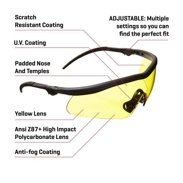 Allen Co Guardian Shooting Safety Glasses, Yellow Lenses, ANSI Z87.1+ & CE Rated - 2379