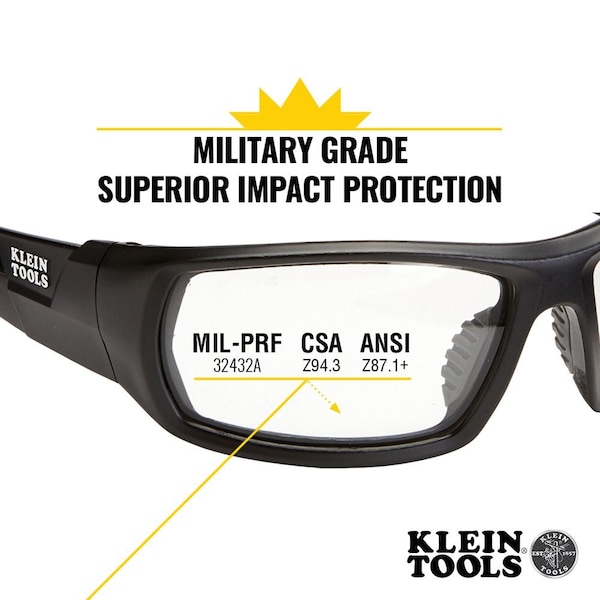 Klein Tools Professional Safety Glasses, Full-Frame, Indoor/Outdoor Lens - 60537