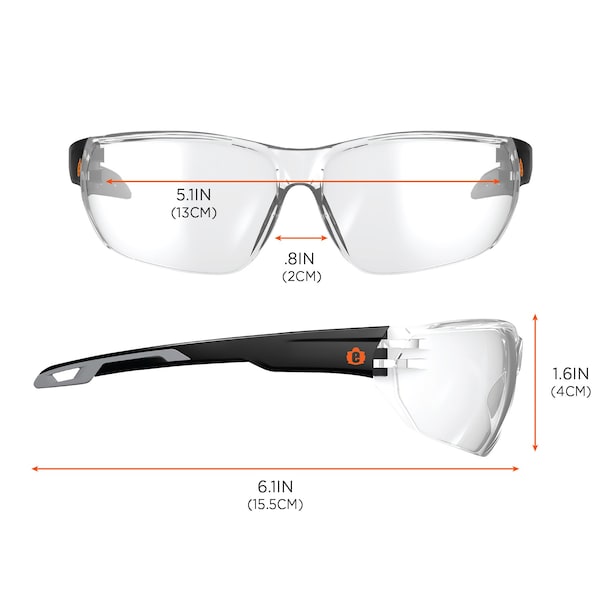 Ergodyne Safety Glasses, Clear Anti-Fog Lens, Matte Black Frame - VALI-AFAS