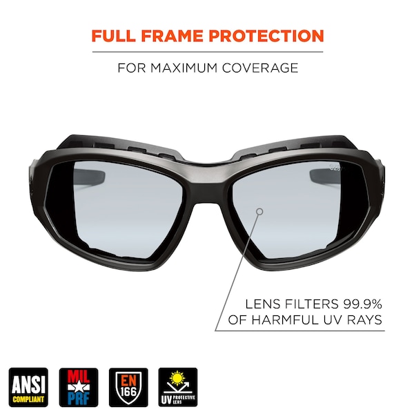 Ergodyne Safety Goggles, Indoor/Outdoor Anti-Fog Lens, Matte Black Frame - LOKI-AFAS