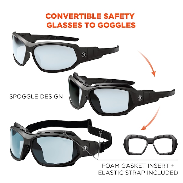 Ergodyne Safety Goggles, Indoor/Outdoor Anti-Fog Lens, Matte Black Frame - LOKI-AFAS