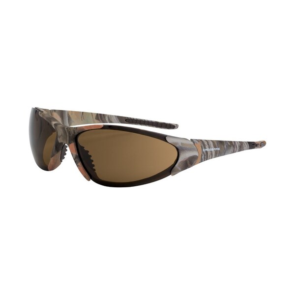 Crossfire Polarized Safety Glasses, Wraparound Brown Polycarbonate Lens, Scratch-Resistant,  - 18146