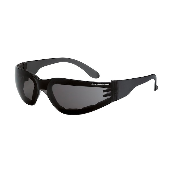 Crossfire Safety Glasses, Wraparound Smoke Polycarbonate Lens, Scratch-Resistant,  - 541 AF