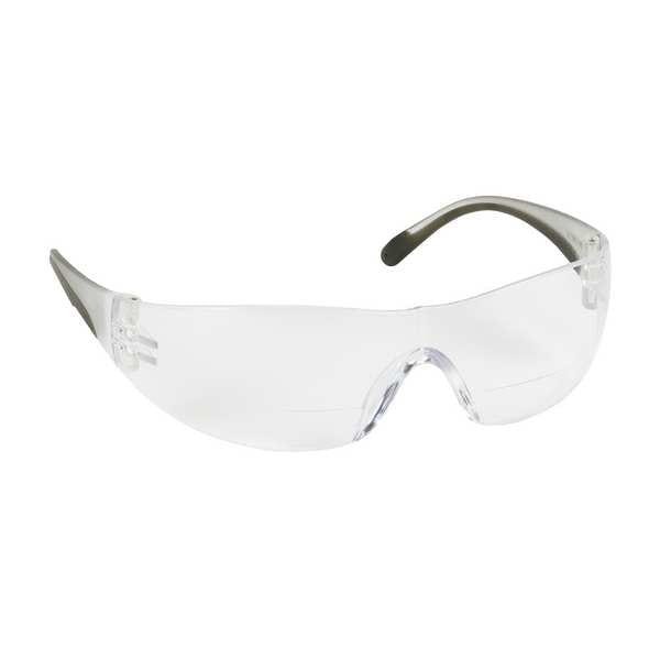 Bouton Optical Bifocal Safety Reading Glasses, Wraparound, Anti-Scratch, Clear Temple, Clear Lens, +1.25 Diopter - 250-27-0012